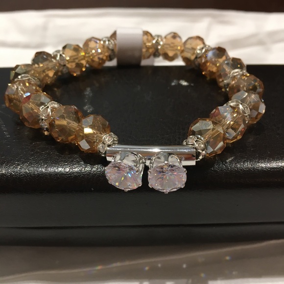 Bracelet glass stone with 2 large CZ S!!! - Picture 2 of 8